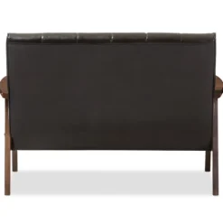 Kirkland's Home Dark Faux Leather Channel Loveseat, 45 In.- Sofas & Loveseats