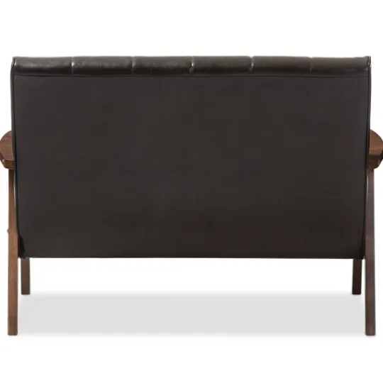 Kirkland's Home Dark Faux Leather Channel Loveseat, 45 In.- Sofas & Loveseats