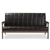Kirkland's Home Dark Faux Leather Channel Sofa, 63 In.- Sofas & Loveseats
