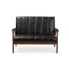 Kirkland's Home Dark Faux Leather Channel Loveseat, 31 In.- Sofas & Loveseats