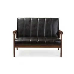Kirkland's Home Dark Faux Leather Channel Loveseat, 31 In.- Sofas & Loveseats