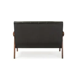 Kirkland's Home Dark Faux Leather Channel Loveseat, 31 In.- Sofas & Loveseats