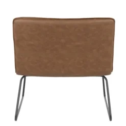 Kirkland's Home Dark Faux Leather Sleigh Accent Chair- Accent Chairs