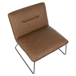 Kirkland's Home Dark Faux Leather Sleigh Accent Chair- Accent Chairs