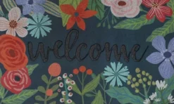 Kirkland's Home Dark Floral Welcome Rubber Doormat- Doormats