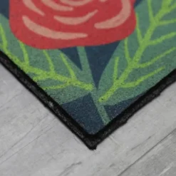 Kirkland's Home Dark Floral Welcome Rubber Doormat- Doormats