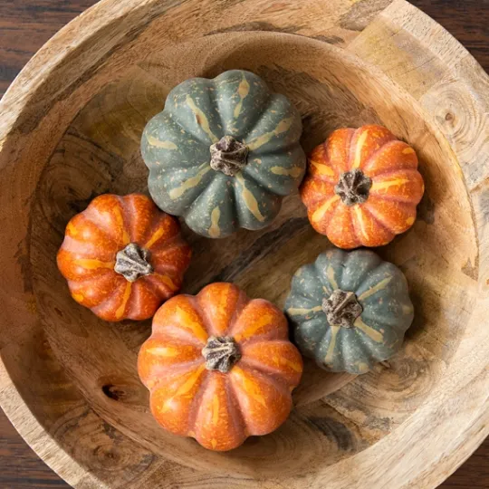Kirkland's Home Dark Green And Orange Pumpkin Filler- Bowl Filler