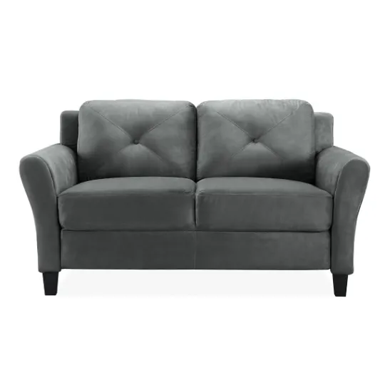 Kirkland's Home Dark Kelly Microfiber Rolled Arm Loveseat- Sofas & Loveseats