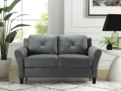 Kirkland's Home Dark Kelly Microfiber Rolled Arm Loveseat- Sofas & Loveseats