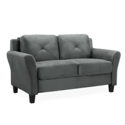 Kirkland's Home Dark Kelly Microfiber Rolled Arm Loveseat- Sofas & Loveseats