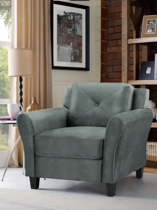 Kirkland's Home Dark Kelly Microfiber Rolled Arm Chair- Accent Chairs
