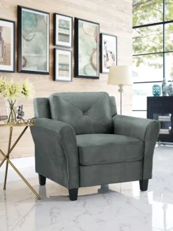 Kirkland's Home Dark Kelly Microfiber Rolled Arm Chair- Accent Chairs