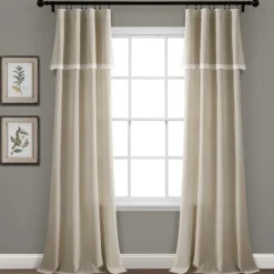 Kirkland's Home Dark Linen Lace Curtain Panel Set, 84 In.- Curtains & Drapes
