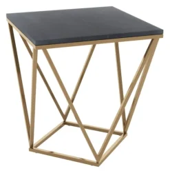 Kirkland's Home Dark Marble And Gold Geometric Accent Table- Accent & End Tables