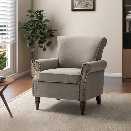 Kirkland's Home Dark Miriam Nailhead Trim Armchair- Accent Chairs