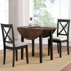 Kirkland's Home Dark Oak And Walnut 3-Pc. Dining Set- Dining Tables