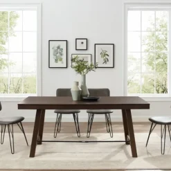 Kirkland's Home Dark Oak Wood Rustic Dining Table- Dining Tables