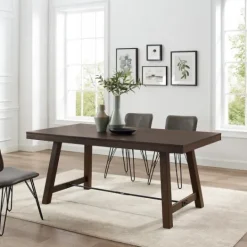 Kirkland's Home Dark Oak Wood Rustic Dining Table- Dining Tables