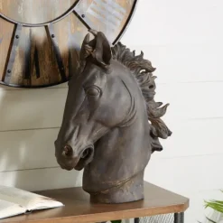 Kirkland's Home Dark Polystone Horse Head Statue- Statues & Figurines
