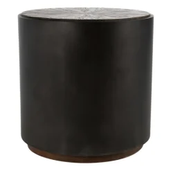 Kirkland's Home Dark Reclaimed Elm Wood Drum Accent Table- Accent & End Tables
