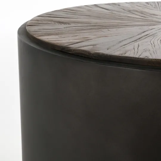 Kirkland's Home Dark Reclaimed Elm Wood Drum Accent Table- Accent & End Tables