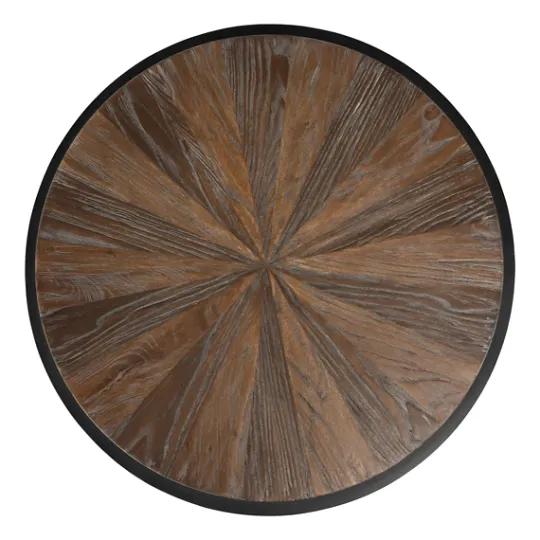 Kirkland's Home Dark Reclaimed Elm Wood Drum Accent Table- Accent & End Tables