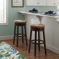 Kirkland's Home Dark Seagrass Swivel Bar Stool- Bar Stools & Counter Height Stools