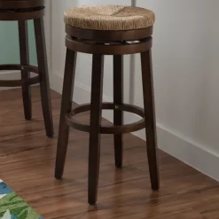 Kirkland's Home Dark Seagrass Swivel Bar Stool- Bar Stools & Counter Height Stools