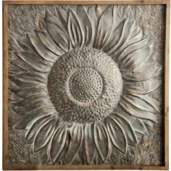 Kirkland's Home Dark Silver Metal Sunburst Wood Frame Wall Plaque- Wall Plaques