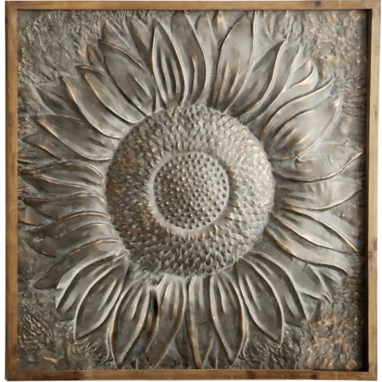 Kirkland's Home Dark Silver Metal Sunburst Wood Frame Wall Plaque- Wall Plaques