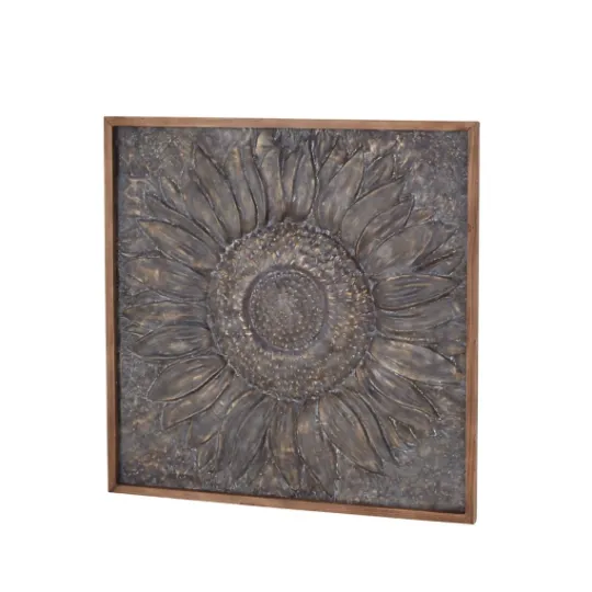 Kirkland's Home Dark Silver Metal Sunburst Wood Frame Wall Plaque- Wall Plaques