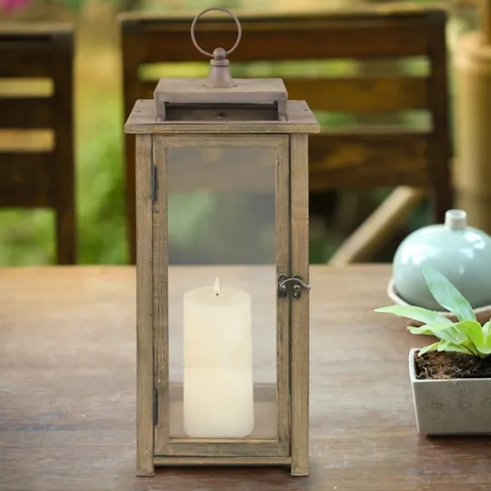 Kirkland's Home Dark Stain Distressed Lantern- Lanterns