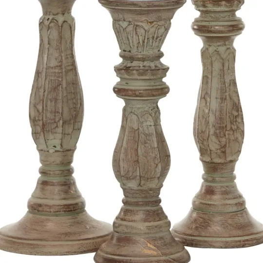 Kirkland's Home Dark Stained Wood Candle Holders, Set Of 3- Candle Holders