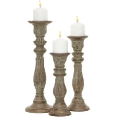 Kirkland's Home Dark Stained Wood Candle Holders, Set Of 3- Candle Holders