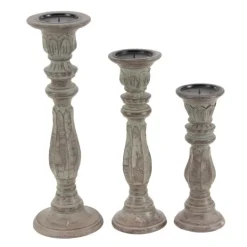 Kirkland's Home Dark Stained Wood Candle Holders, Set Of 3- Candle Holders