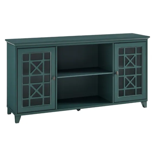 Kirkland's Home Dark Teal Fretwork 2-Door Sideboard- Cabinets & Sideboards
