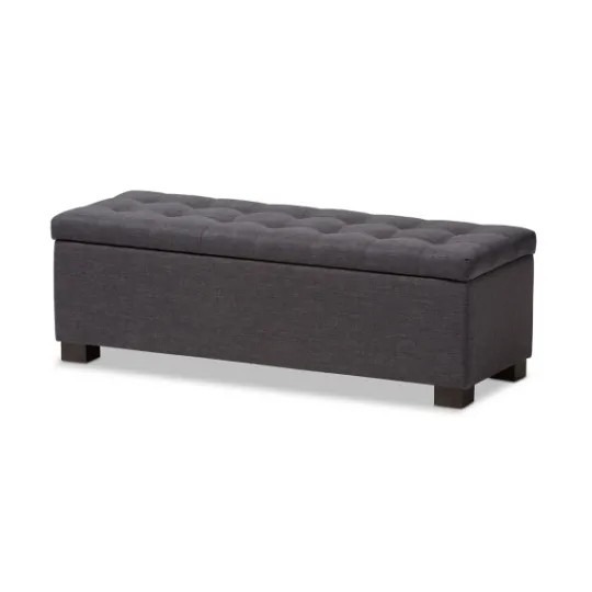 Kirkland's Home Dark Tufted Contemporary Storage Bench- Entryway Furniture