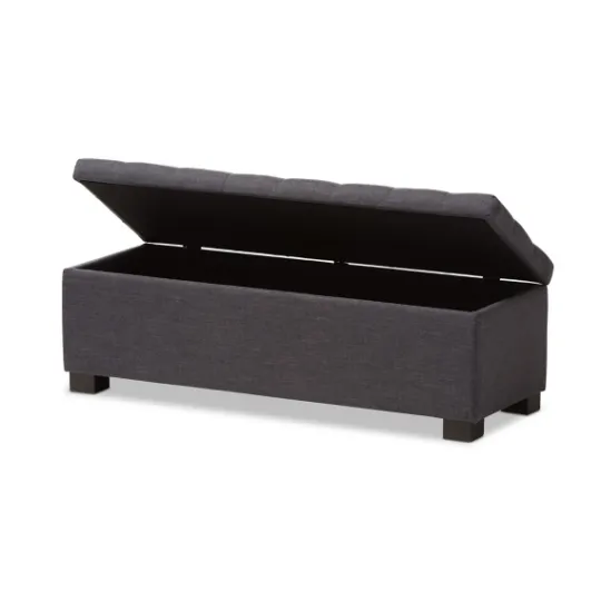 Kirkland's Home Dark Tufted Contemporary Storage Bench- Entryway Furniture