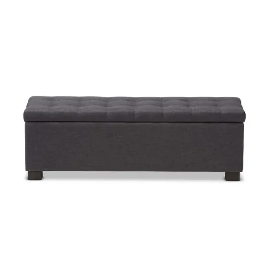 Kirkland's Home Dark Tufted Contemporary Storage Bench- Entryway Furniture