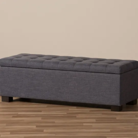 Kirkland's Home Dark Tufted Contemporary Storage Bench- Entryway Furniture