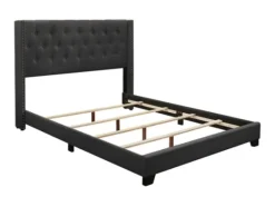 Kirkland's Home Dark Upholstered Button Tufted Wing Queen Bed- Beds & Headboards