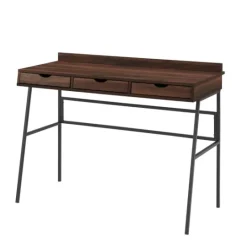 Kirkland's Home Dark Walnut Angled 3-Drawer Desk- Office Furniture