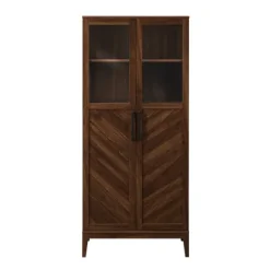 Kirkland's Home Dark Walnut Chevron Wooden Storage Cabinet- Cabinets & Sideboards