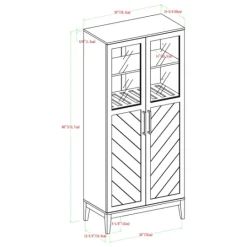 Kirkland's Home Dark Walnut Chevron Wooden Storage Cabinet- Cabinets & Sideboards