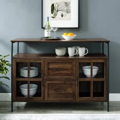 Kirkland's Home Dark Walnut 3-Door Industrial Sideboard And Buffet- Cabinets & Sideboards
