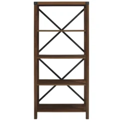 Kirkland's Home Dark Walnut Farmhouse Metal Bookcase- Bookshelves