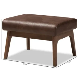 Kirkland's Home Dark Walnut Faux Leather Ottoman- Benches & Ottomans