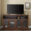 Kirkland's Home Dark Walnut Glass Door Classic Tv Stand- Tv Stands & Media Consoles