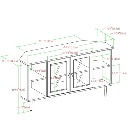 Kirkland's Home Dark Walnut Glass Door Corner Tv Stand- Tv Stands & Media Consoles