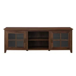 Kirkland's Home Dark Walnut Glass Door Tv Stand- Tv Stands & Media Consoles